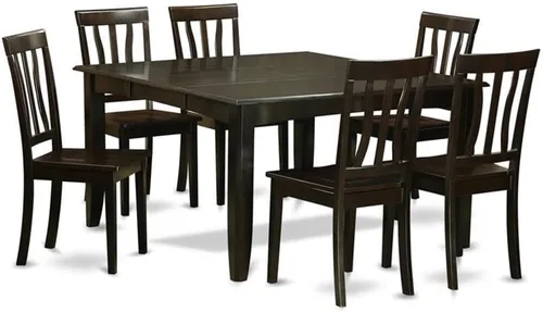 Vista 13 de East West Furniture PFAN6-CAP-W - Juego de comedor de 6 piezas que contiene una mesa de comedor cuadrada con hojas de mariposa y 4 sillas de cocina