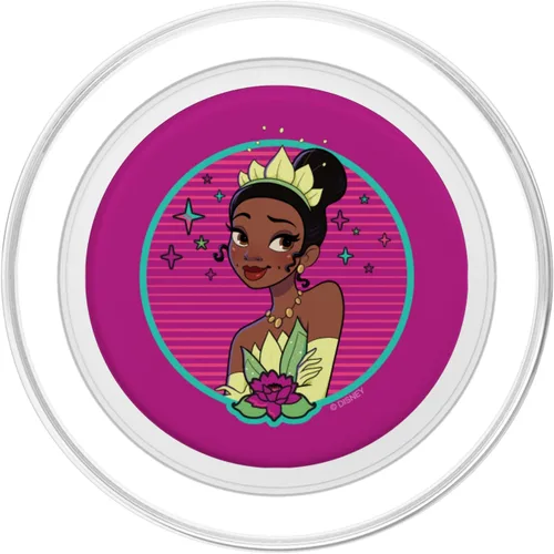 Vista 2 de Disney Princess Tiana 80s Glamour Portrait Pink PopSockets MagSafe PopGrip para iPhone