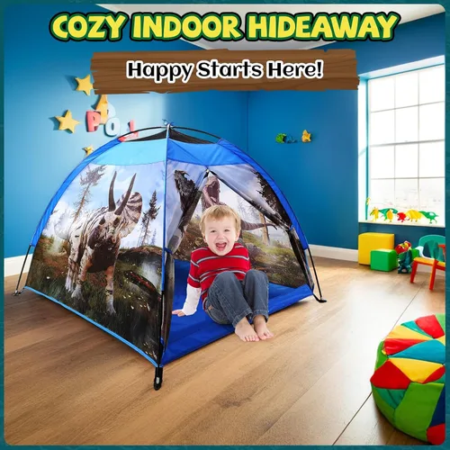 Vista 3 de Tienda de campaña de dinosaurio para niños de 48 x 48 x 43 pulgadas realista para niños pequeños como juguetes de dinosaurio, perfecta para niños