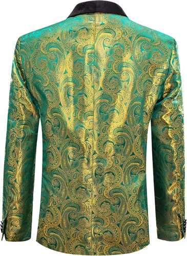 Vista 2 de Barry.Wang Blazer para hombre, abrigo deportivo de cachemira, chaqueta de traje ligero, esmoquin regular, flores, Mardi Gras, regalo de carnaval
