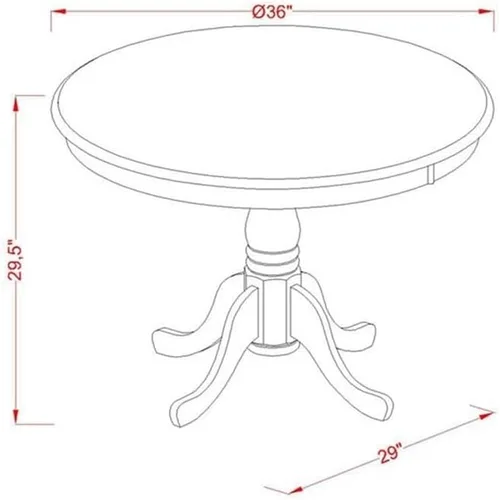 Vista 3 de East West Furniture ANT-ABK-TP Mesa de Comedor Antigua - una Mesa Redonda de Cocina con Superficie/Tablero y Base de Pedestal, 36x36 Pulgadas, Negro