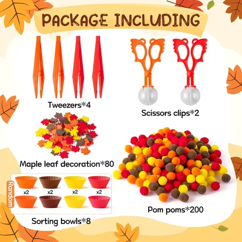 Vista 3 de EZdhuawuse Llenadores sensoriales de otoño – 294P Otoño Acción de Gracias juguetes de motricidad fina para niños, juguete de conteo de otoño