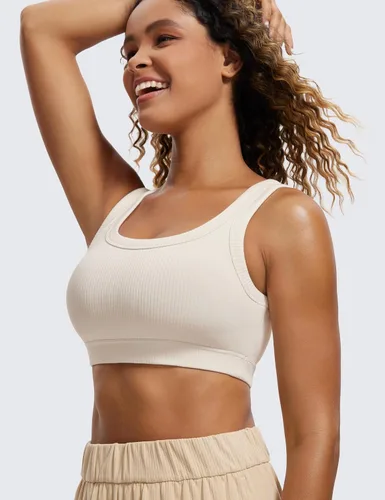 Vista 3 de CRZ YOGA Sujetadores deportivos acanalados para mujer, con espalda en U, sin varillas, de impacto medio, brasier deportivo acolchado para yoga