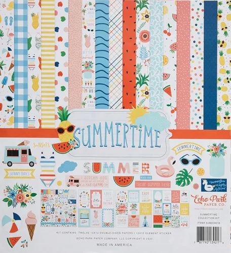 Vista 3 de Carta Bella Paper Company Summertime Collection Kit de papel, 12 x 12 pulgadas, multicolor