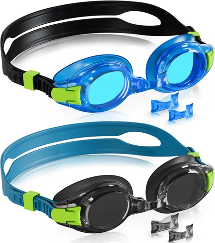 Vista 10 de Aegend - Paquete de 2 gafas para niños, gafas de natación para niños de 4 a 16 años, niños y niñas jóvenes, gafas de piscina antivaho, impermeables