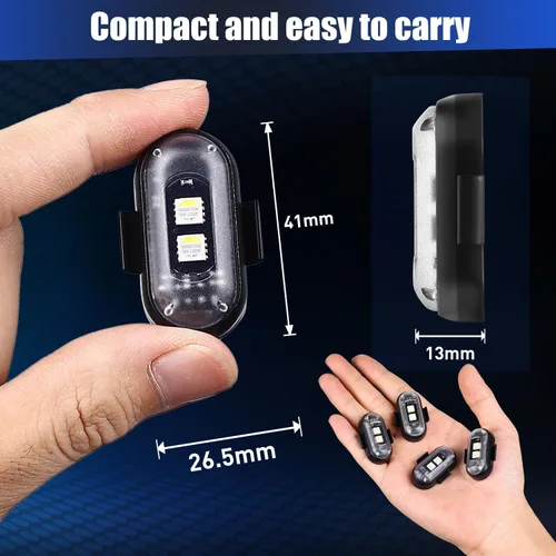 Vista 8 de 8 piezas de luces estroboscópicas LED inalámbricas con control remoto, 8 colores IP65 impermeables, luces estroboscópicas USB anticolisión de 3