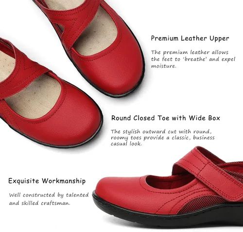 Vista 3 de Oviaric Zapatos planos clásicos y cómodos Mary Jane para mujer, zapatos de vestir casuales a la moda, bonitos zapatos de vestir con puntera cerrada