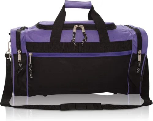 Vista 2 de DALIX - Bolsa deportiva para gimnasio y viajar de 19pulgadas, color negro, rojo, rosa, morado, azul marino, gris y azul, Púrpura), DF-019-Purple