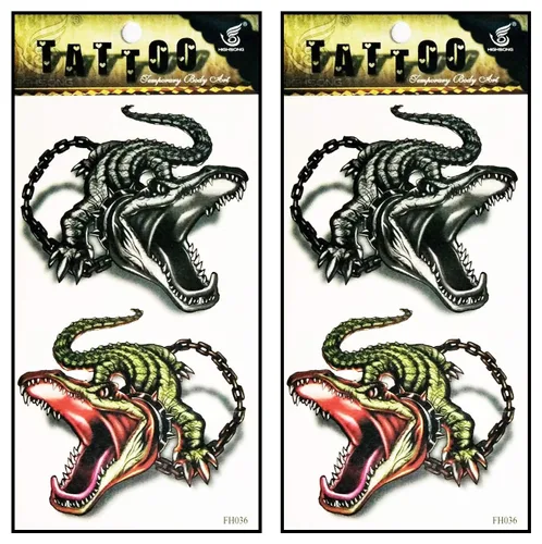 Vista 7 de Tatuajes 2 hojas azul rosa serpiente dragón calavera ala temporal tatuajes arte corporal pegatinas falsas impermeables extraíbles