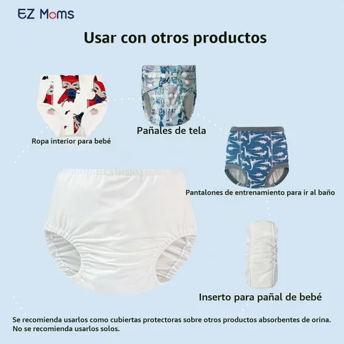 Vista 4 de EZ Moms 4 Paquetes de Ropa Interior de Plástico Suave para Niños Pequeños Cubierta de Pañal Reutilizable para Bebés Niñas Pantalones de Goma
