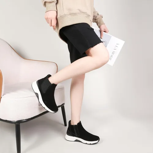 Vista 6 de DASENGYE Botas Chelsea de ante antideslizantes para mujer, botines elásticos de moda, cómodos, sin talón, zapatos para caminar para mujer