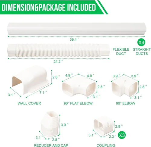 Vista 2 de 7,6 cm de ancho 4,7 m de largo Kit de cubierta de línea de aire acondicionado mini split Kit de tubos de PVC decorativos para sistema de aire