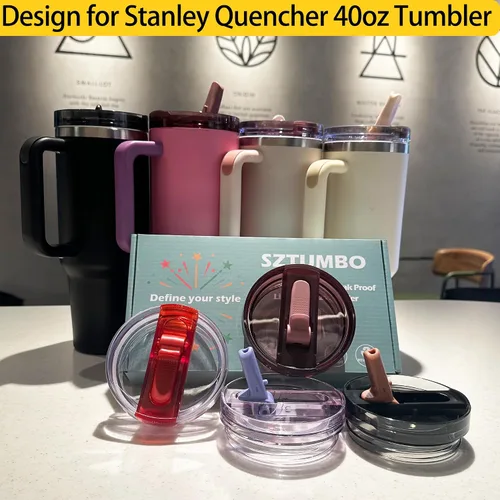 Vista 4 de 2 tapas con popote desmontable para Stanley Quencher ProTour de 40 onzas, tapa 100% a prueba de fugas para accesorios de vasos Stanely de 40 onzas