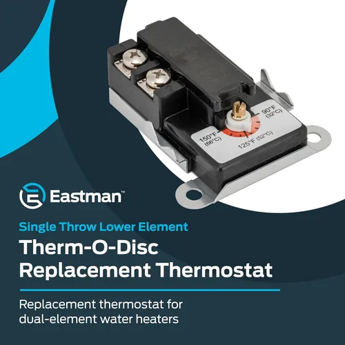 Vista 2 de Eastman 60170N Termostato de elemento inferior de tiro único para calentadores de agua, negro