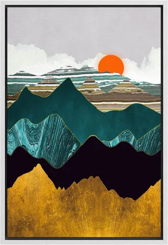 Vista 45 de SIGNFORD Lienzo enmarcado para pared, camino del desierto con cactus, naturaleza silvestre, ilustraciones modernas, arte decorativo, rústico