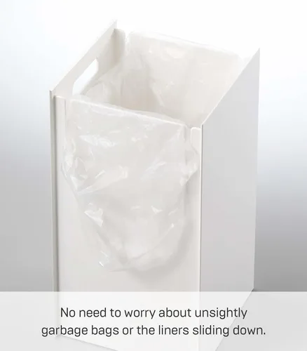 Vista 4 de YAMAZAKI Home Veil - Cubo de basura moderno con asa y tapa abierta, plástico ABS, 2.5 galones, 10 litros