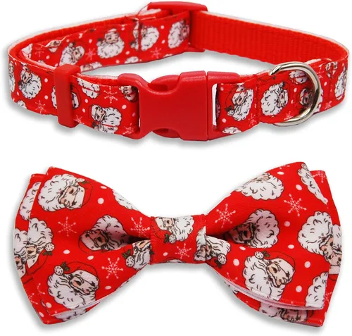 Vista 13 de Collar de perro de Halloween con corbatín, collar ajustable de vacaciones con estampado de fantasma con hebilla resistente, 3 tamaños para perros