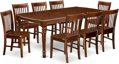 Vista 11 de East West Furniture DONO5-MAH-C - Juego de comedor de 5 piezas para 4 personas, incluye una mesa de comedor rectangular con hojas de mariposa y 4