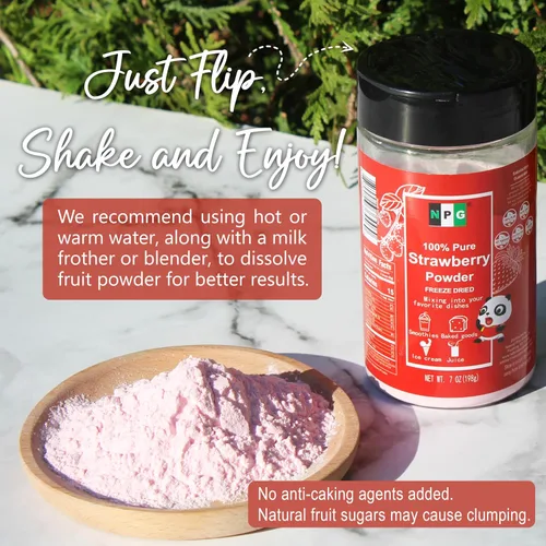 Vista 3 de NPG - Polvo de fresa liofilizado de 7 onzas, polvo de frutas de fresas puras para saborizar y colorear alimentos, batidos, bebidas, pasteles, puré
