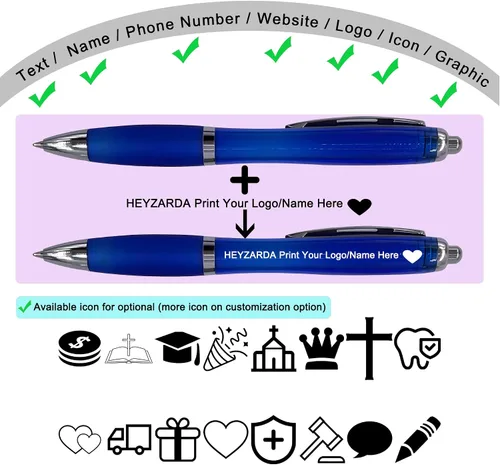 Vista 6 de Personalized Ballpoint Pens with Name for Events, Pink, 50 Pcs Custom Promotional Logo, Customized for Church, Wedding, Business, Reunion, Bank