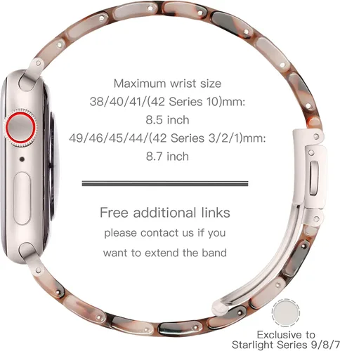 Vista 4 de YGTIECS Starlight - Correas para Apple Watch para mujer de 1.929 in 1.811 in 1.772 in 1.732 in 1.654 in 1.614 in 1.575 in 1.496 in, súper ligeras