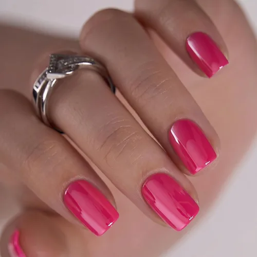 Vista 26 de CurvLife Uñas postizas cuadradas cortas a presión, terciopelo degradado Paris Script