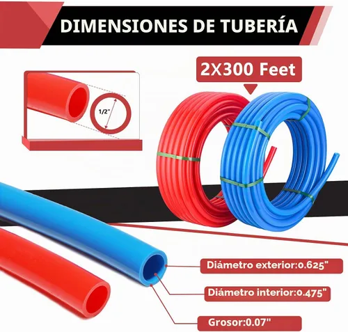 Vista 2 de EFIELD - Tubería Pex-b de 1/2 pulgada, 2 rollos de 300 pies de longitud