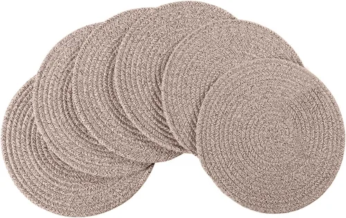 Vista 10 de Juego de 4 manteles individuales de tejido ovalado de ratán de 12 x 16 pulgadas, manteles individuales de mimbre de algodón, estilo rústico