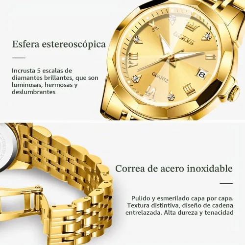 Vista 4 de OLEVS Womens Watches Stainless Steel Small Dress Fashion Luxury Watch Dorado
