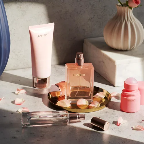 Vista 3 de Set de perfume y desodorante 4 en 1 para mujer, 4 piezas de perfume rosa Eau de Parfum - Set de regalo de perfumes para mujer con barra