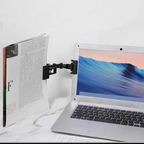 Vista 6 de Paquete de 2 soportes para documentos ajustables para escribir documentos flexible, plegable, clip giratorio y práctico para suministros de artista