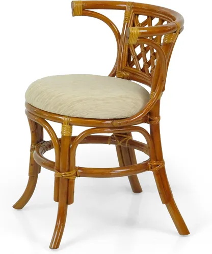 Vista 9 de Borneo - Juego de mesa de comedor compacto con tapa de cristal + 2 sillas, muebles coloniales hechos a mano de mimbre natural
