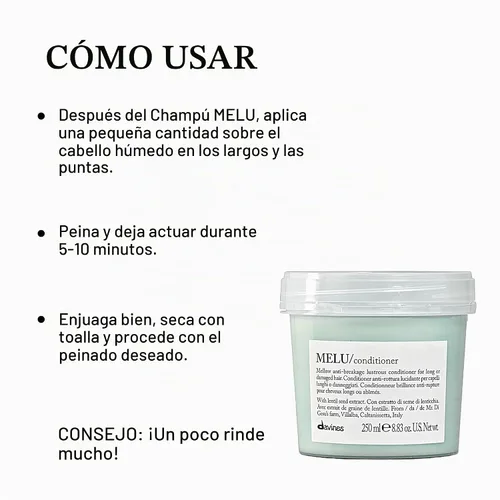 Vista 5 de Davines Champú MELU, limpieza antirotura para cabello largo o dañado