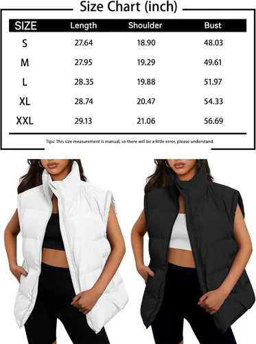 Vista 7 de AUTOMET Chalecos acolchados para mujer, chaquetas de moda de otoño, trajes hinchados, abrigos de moda sin mangas, ropa de invierno