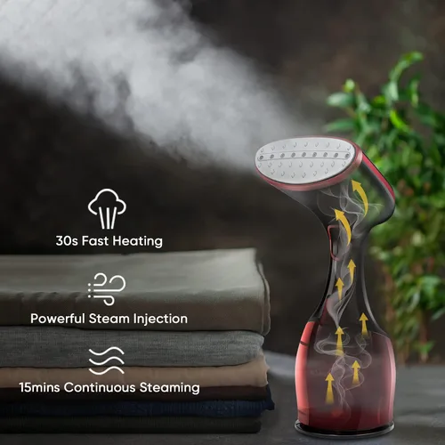 Vista 3 de AEMEGO Vaporizador de ropa de mano Removedor de arrugas de tela 2 en 1, vaporizador de ropa portátil y de viaje, tanque de agua de 10.8 fl oz