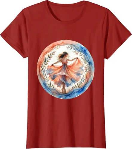 Vista 15 de Flowy Sundress Dancing in Ocean Breeze Design T-Shirt Purple