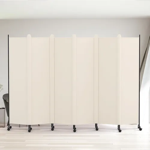 Vista 11 de Kokorona Divisor de habitación de 4 paneles, pantalla de privacidad enrollable de 6 pies de alto con ruedas con bloqueo, separadores de pared