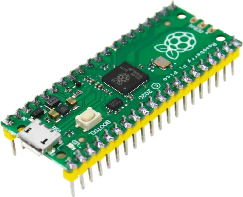 Vista 3 de 2 piezas de placa microcontrolador Raspberry Pi Pico con encabezados Interfaces digitales flexibles Basado en chip RP2040 Procesador ARM