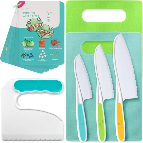 Vista 11 de Tovla Jr - Juego de cuchillos seguros para niños para cocina real, cuchillos de cocina para niños pequeños, herramientas de cocina Montessori STEM