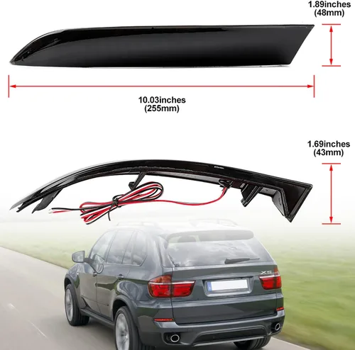 Vista 6 de Luces reflectoras LED para parachoques trasero 2010-2013 B-MW X5 E70 LCI sin M Sprots Red Led Tail Driving Parking Lamps Full Strip LED Reflector