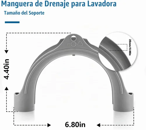 Vista 2 de Soporte para manguera de drenaje de lavadora en forma de U - Gancho para manguera de drenaje en forma de U compatible con mangueras de drenaje