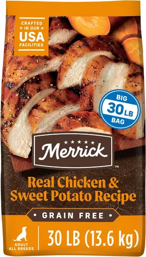 Vista 15 de Merrick - Alimento seco para perros, receta de pollo real y batata libre de granos, 4 libras, en bolsa