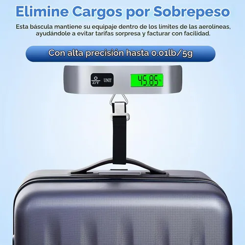 Vista 6 de WGGE Báscula digital para equipaje, 110 lb/50 kg, pantalla LCD