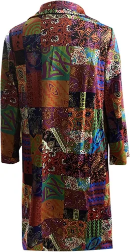 Vista 4 de Memela - Gabardina vintage para mujer, abrigo de manga larga para otoño, abrigo de guisante con solapa y frente abierto, chaqueta larga