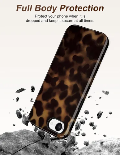 Vista 3 de Jusy Funda compatible con MagSafe con estampado de caparazón de tortuga marrón para iPhone 7/8/SE, cubierta protectora de TPU suave magnética