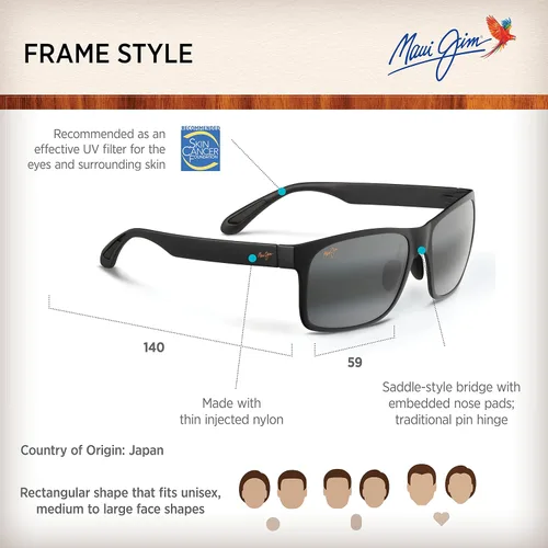 Vista 6 de Maui Jim Mens and Womens Red Sands Polarized Rectangular Reading Sunglasses