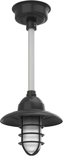 Vista 4 de Cocoweb Lámpara colgante de granero de cerámica de 10" en bronce con varilla ajustable en blanco