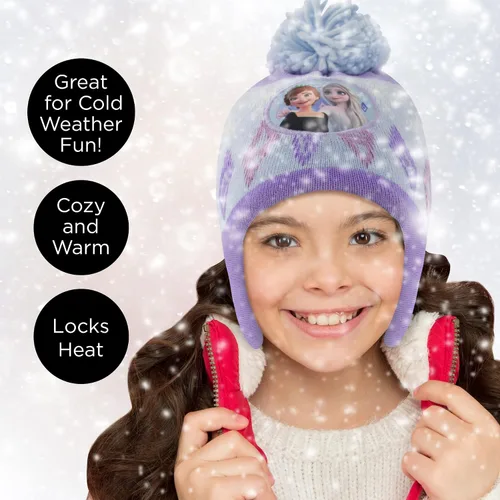 Vista 2 de Disney Juego de gorro y guantes de invierno para niñas de 2 a 4 años o Frozen 2 con gorro Elsa & Anna y guantes para niños de 4 a 7 años