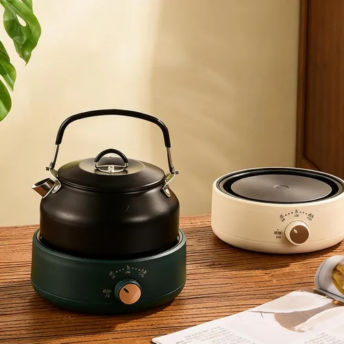 Vista 5 de Estufa eléctrica de 500 W, mini calentador eléctrico de 4.33 pulgadas, máquina de té de vidrio, quemador de platos calientes, estufa de encimera