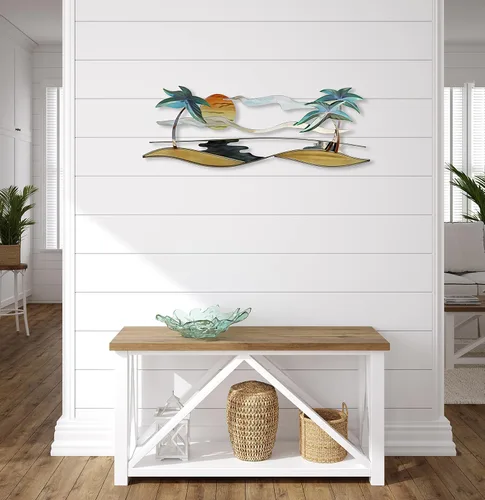 Vista 5 de T.I. Design Decoración de pared de metal contemporánea costera de playa tropical